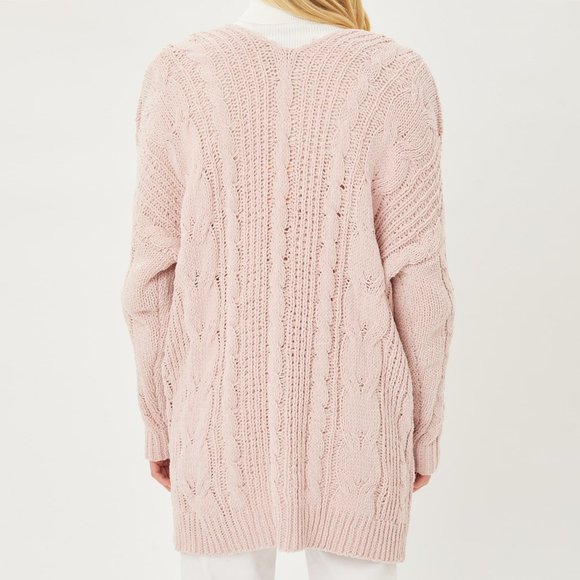 NEW Chunky Cable Rib Knit Open Front Long Cardigan - Picture 10 of 11